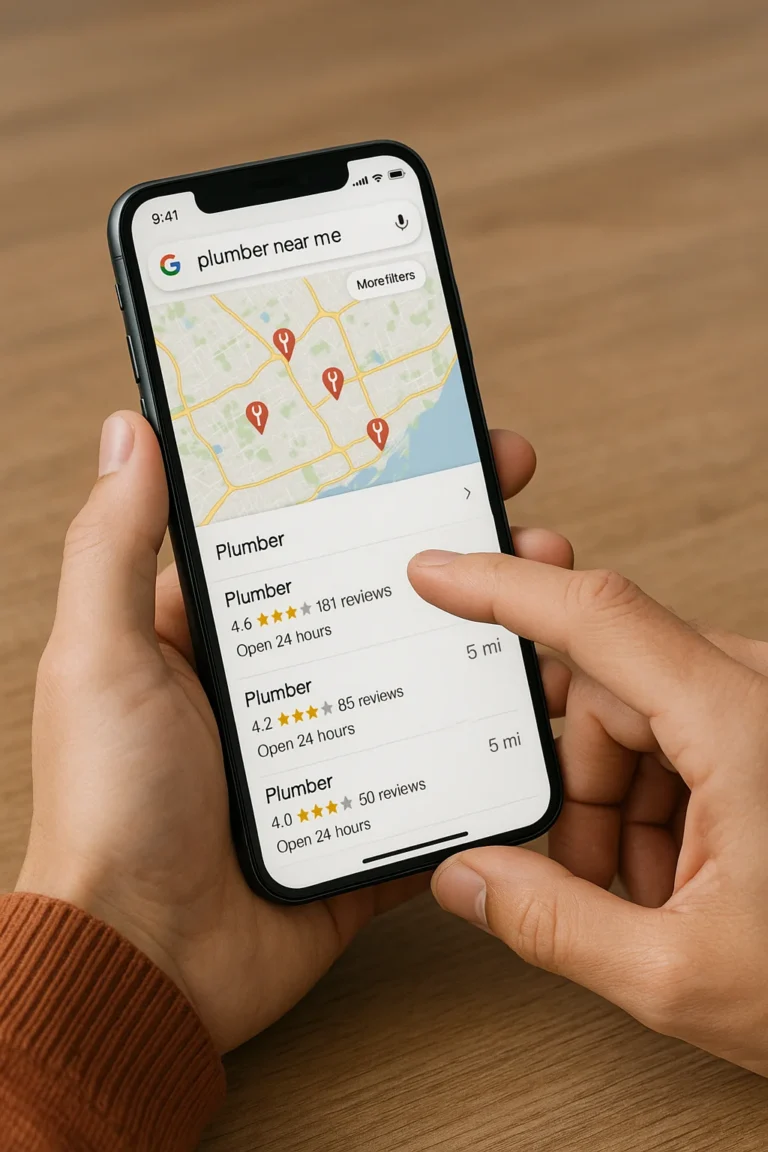 person-looking-for-plumber-near-me-on-google-maps